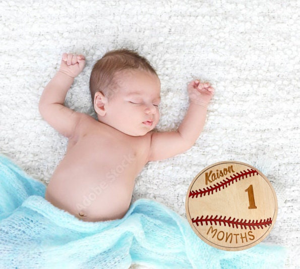 Baby Baseball Milestone Marker | Capture Your Baby's Growth | Baby Shower | Baby Gift | Interchangeable Personalized