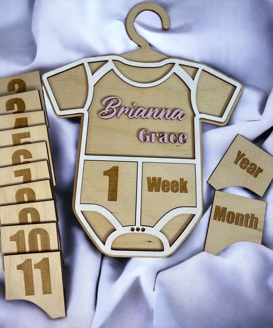 Baby Milestone Onesie Baby Gift Baby Shower Newborn Gift Girl Baby Boy, Newborn name sign, Baby birth announcement, hospital name sign