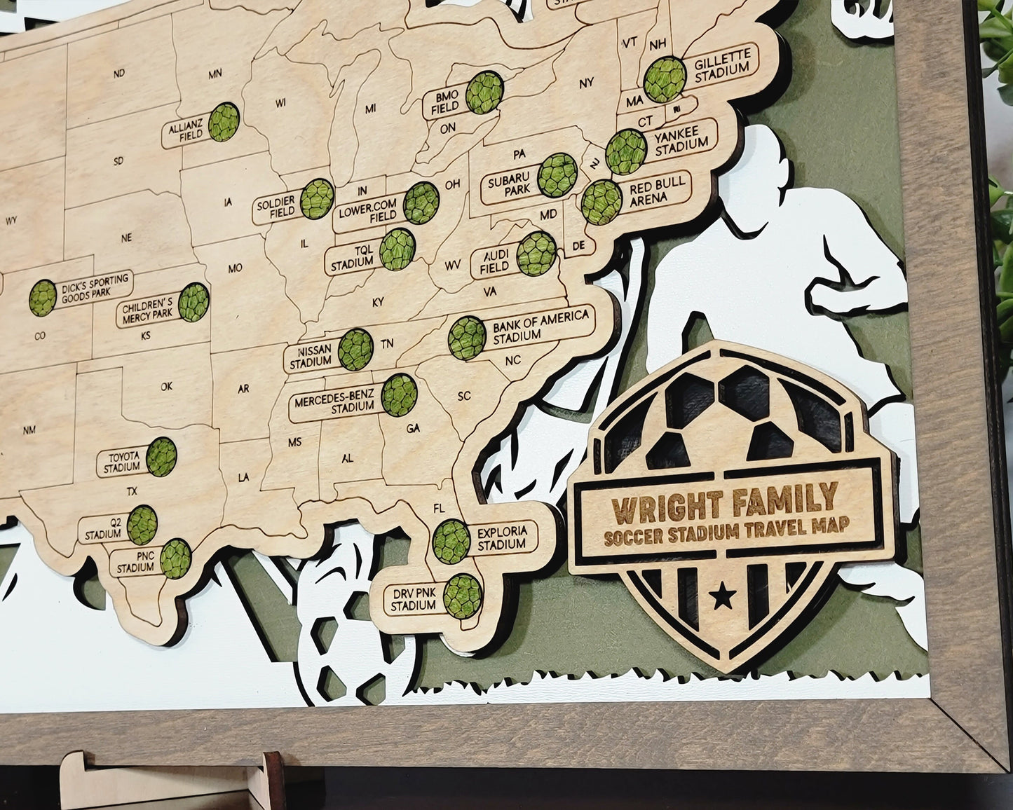 3D Soccer Stadium Map Family Memories Stadium Tracker Bucket list Custom Framed